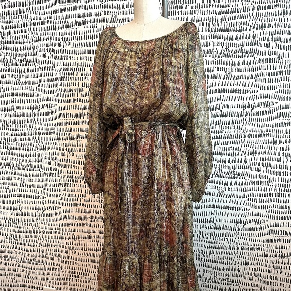 Les Demoiselles Paris Dresses & Skirts - Mes Demoiselles Paris Silk Floral Metallic 'Paturage' Maxi Dress Size FR 38/US M